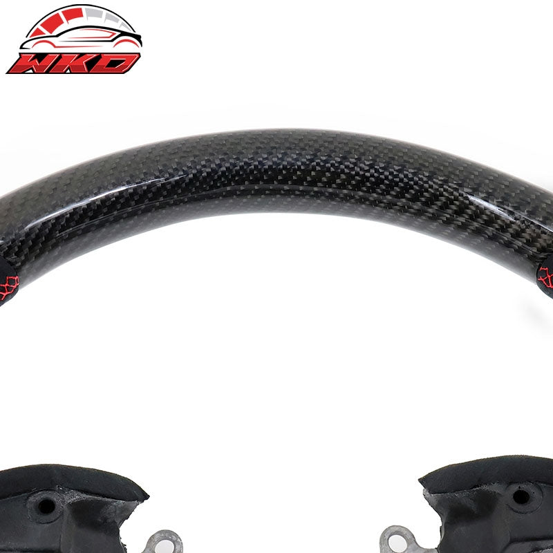 Fits 16-21 Honda Civic 10th Gen Steering Wheel W/Red Stitch Carbon Fiber CF