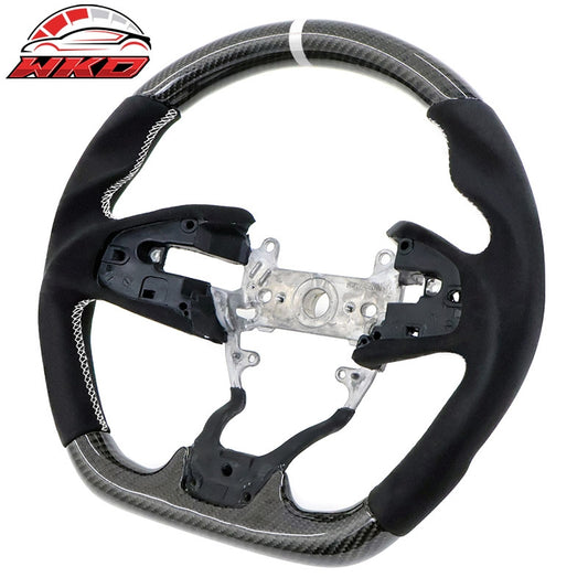 Wholesale 16-21 Honda Civic Carbon Fiber Steering Wheel Alcantara White Stitch & Ring