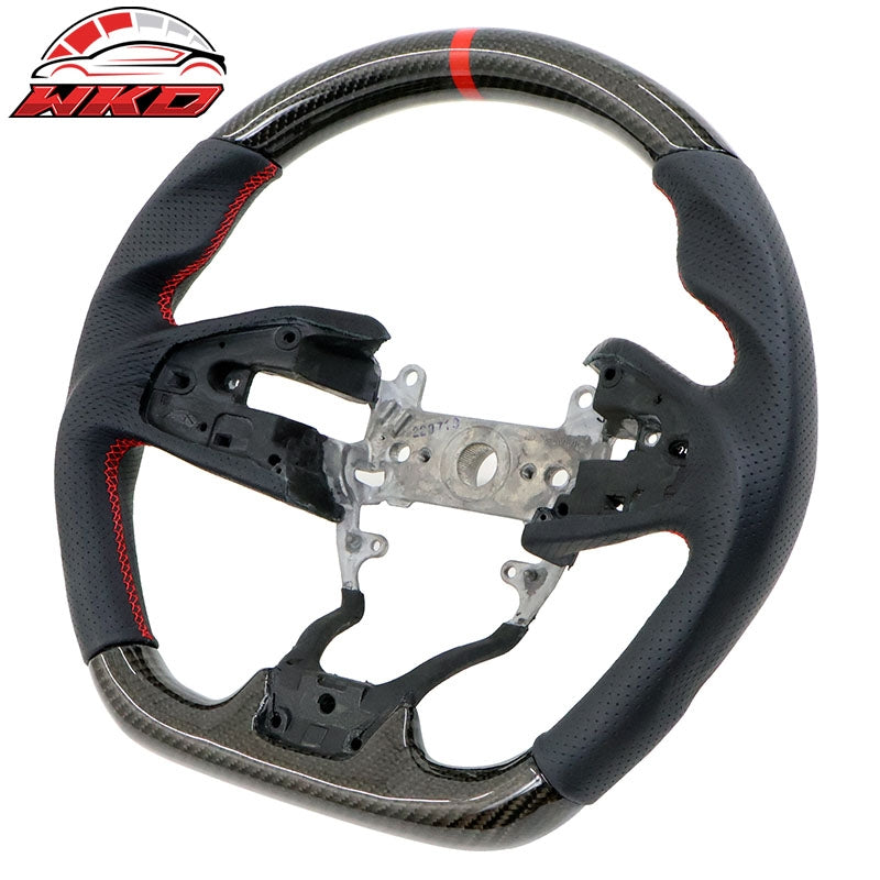 Wholesale 16-21 Honda Civic Steering Wheel Carbon Fiber Leather Red Stitch w/ Ring