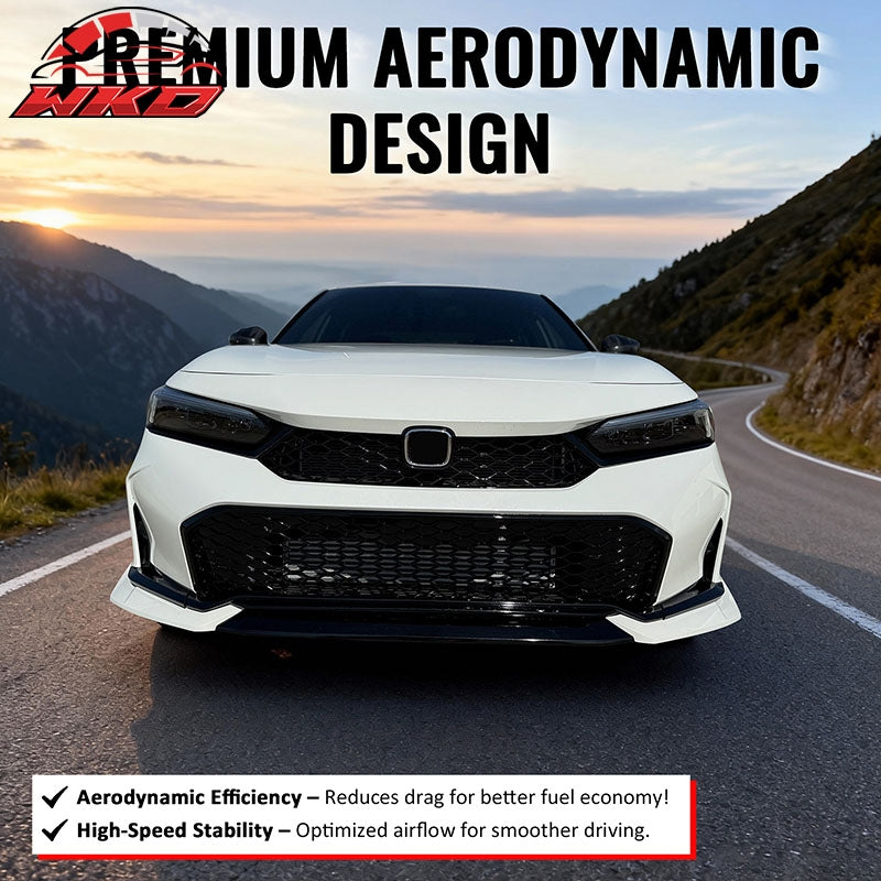 Fits 25-26 Honda Civic Type R Style Front Bumper Upper Grille ABS Matte Black