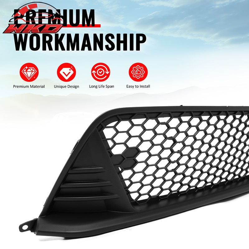 Fits 22-24 Honda Civic Type R Style Front Grille LED Foglight Bezels Matte Black