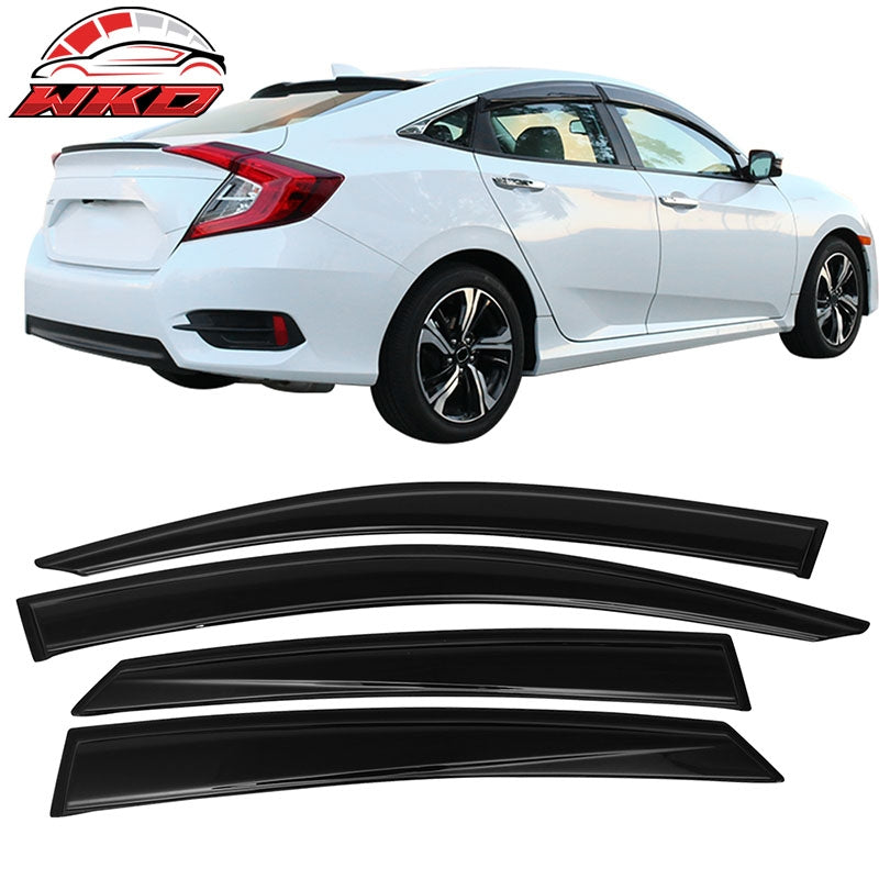 Fits 16-21 Honda Civic Sedan OE Style Window Visor Vent Rain Guard Deflector 4PC