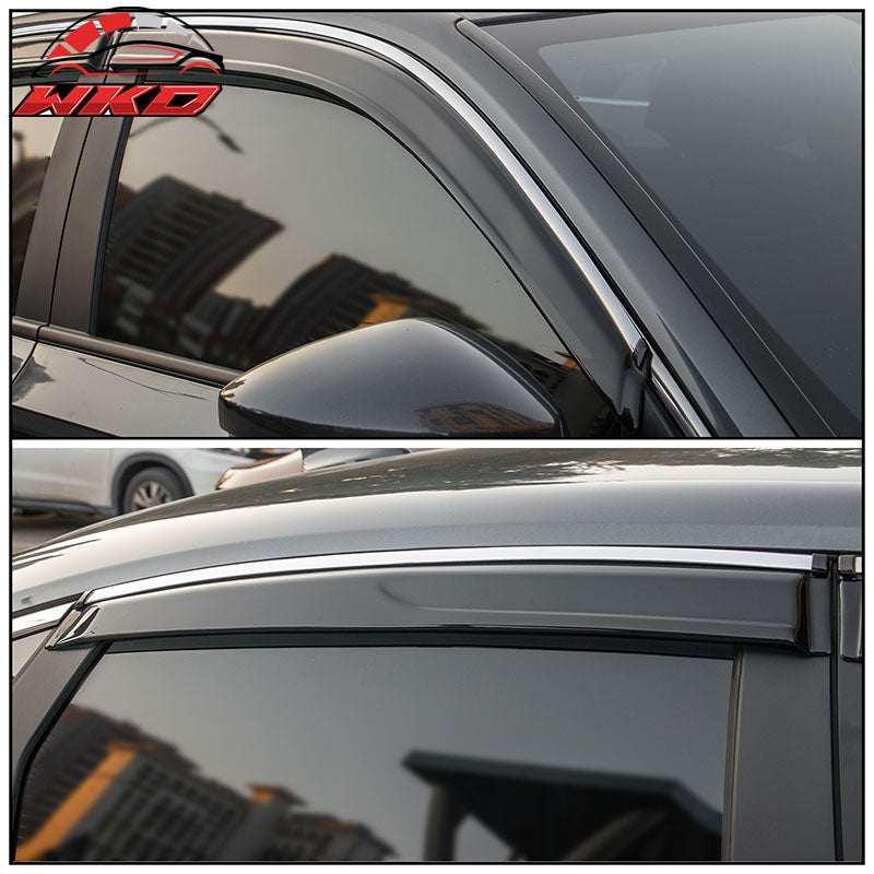 Fits 22-26 Honda Civic Sedan 4DR Acrylic Tape-on Window Visors With Chrome 4PCS