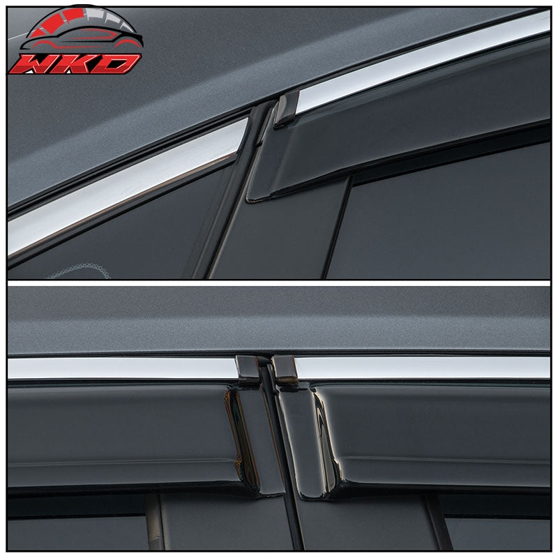Fits 22-26 Honda Civic Sedan 4DR Acrylic Tape-on Window Visors With Chrome 4PCS