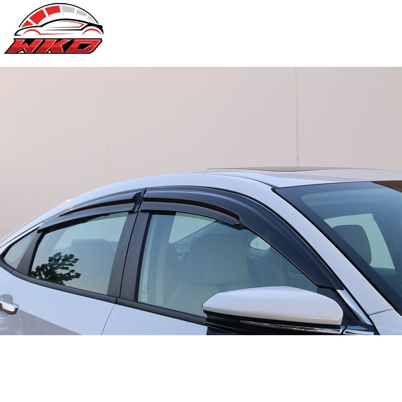 Fits 16-21 Honda Civic Sedan Mugen Style Tape on Window Visors Deflectors 4PCS