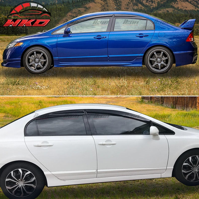 Fit 06-11 Honda Civic Sedan Mugen Style Window Visors Acrylic Sun Rain Guard 4PC
