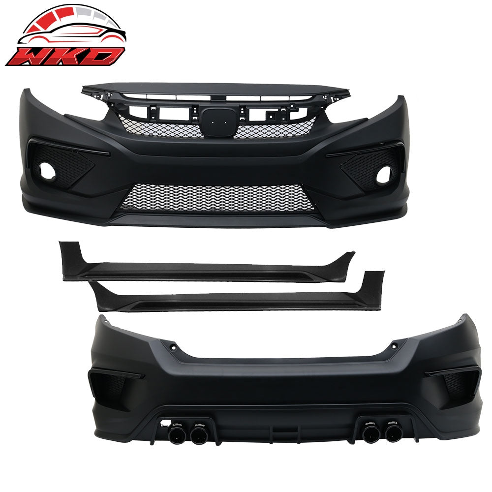 Wholesale 16-21 Honda Civic Concept Style Front + Rear Bumper Cover + Side Skirts