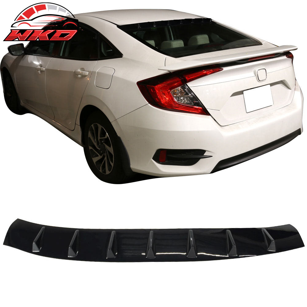 Fits 16-21 Honda Civic 10th FC1 FC2 FC5 Sedan V Style Roof Spoiler Gloss Black