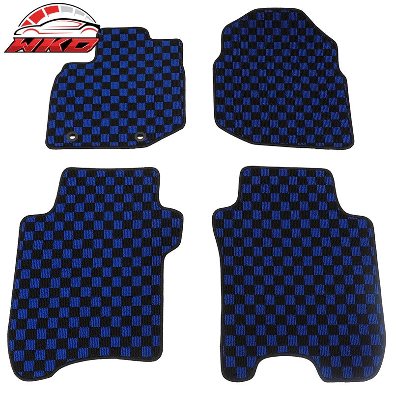 Wholesale 09-13 Honda  Car Anti-slip Floor Mats Checkered Carpets Black Blue Plaid