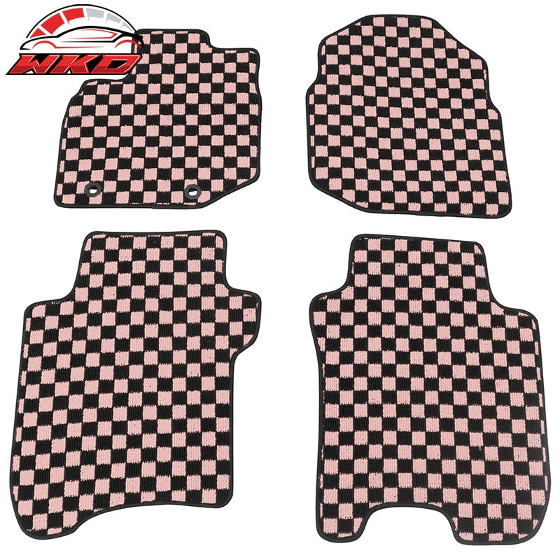 Wholesale 09-13 Honda  Car Anti-slip Floor Mats Checkered Carpets Black Pink Plaid