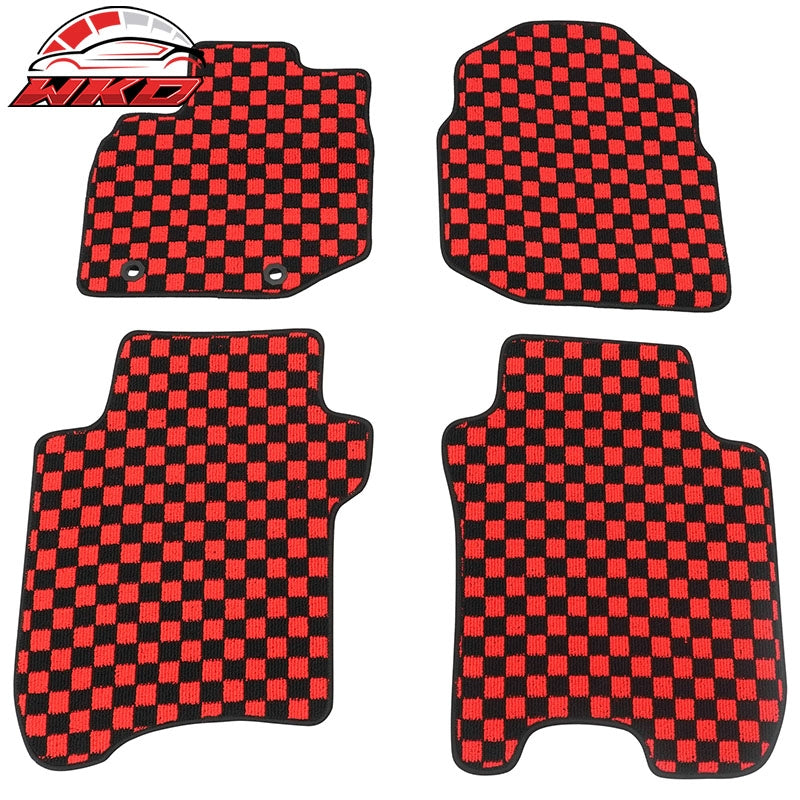 Wholesale 09-13 Honda  Car Anti-slip Floor Mats Checkered Carpets Black Red Plaid