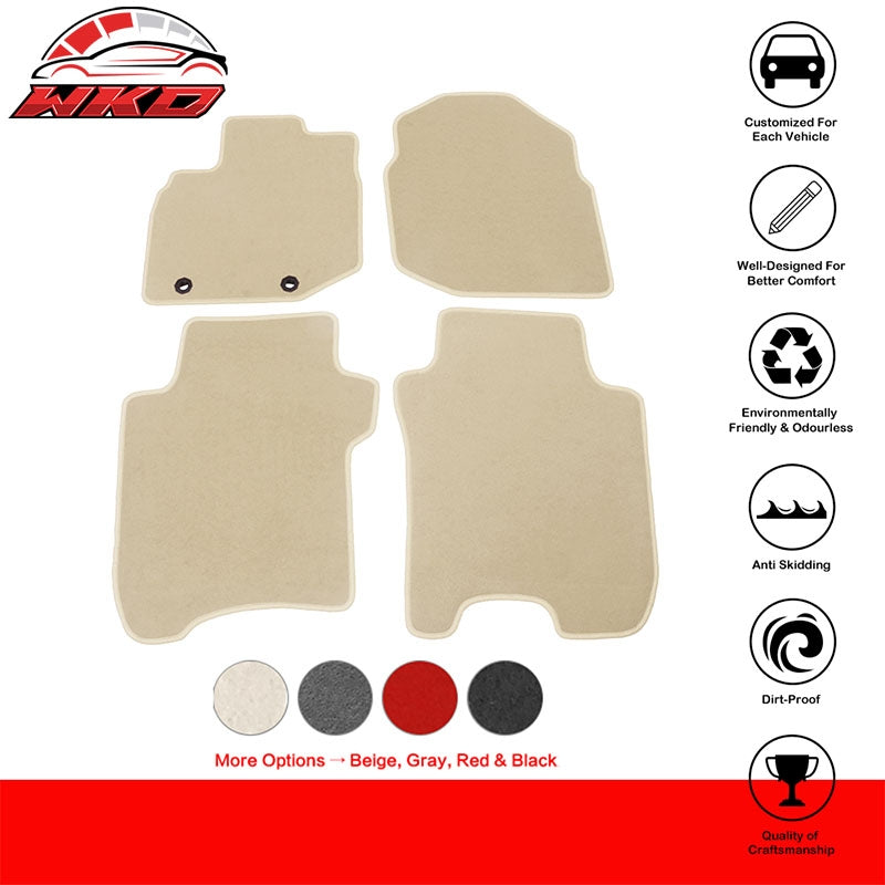 Fits 09-13 Honda Fit 4PCS Car Floor Mats Liner Front & Rear Carpets Beige Nylon