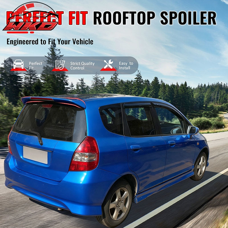 Fits 06-08 Honda Fit Gloss Black ABS Rear Roof Spoiler Lip Wing with LED Light