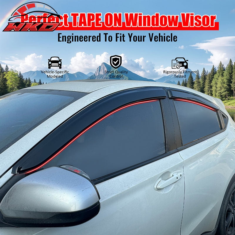 Fits 16-22 Honda HR-V Window Visors Smoke Acrylic Rain Wind Sun Deflector 4PCS