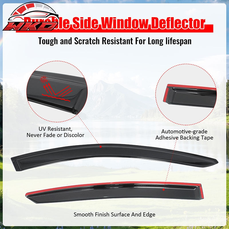 Fits 16-22 Honda HR-V Window Visors Smoke Acrylic Rain Wind Sun Deflector 4PCS