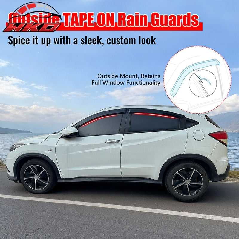 Fits 16-22 Honda HR-V Window Visors Smoke Acrylic Rain Wind Sun Deflector 4PCS