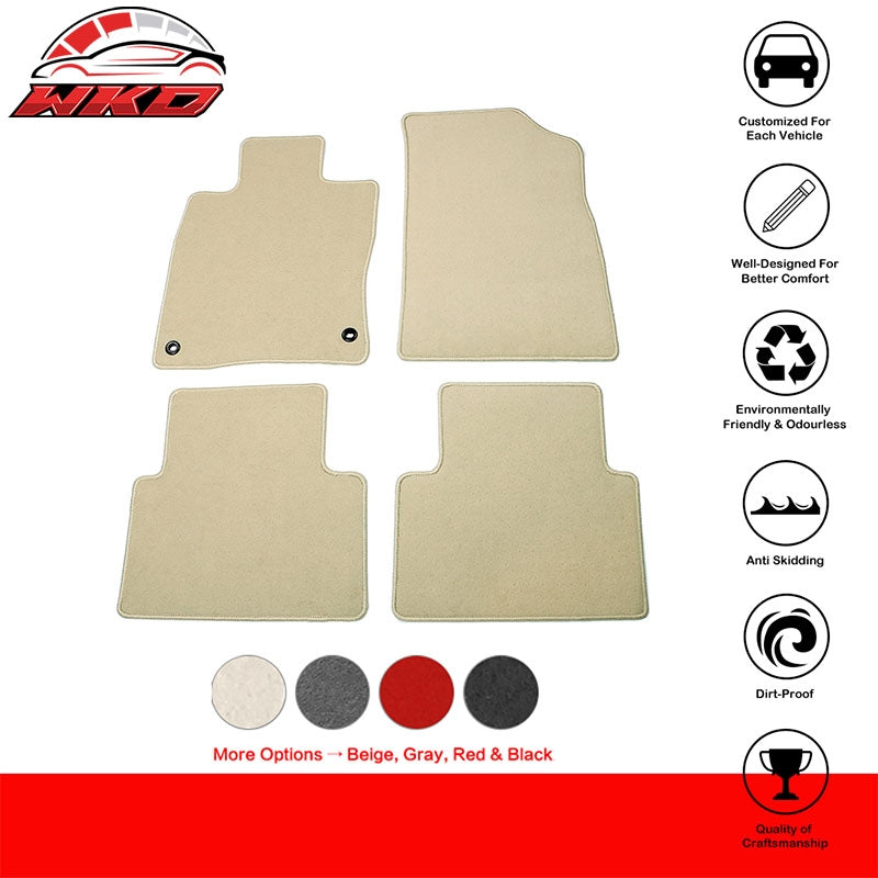 Fits 19-22 Honda Insight 4PCS Car Front Rear Floor Mats Liner Carpet Nylon Beige