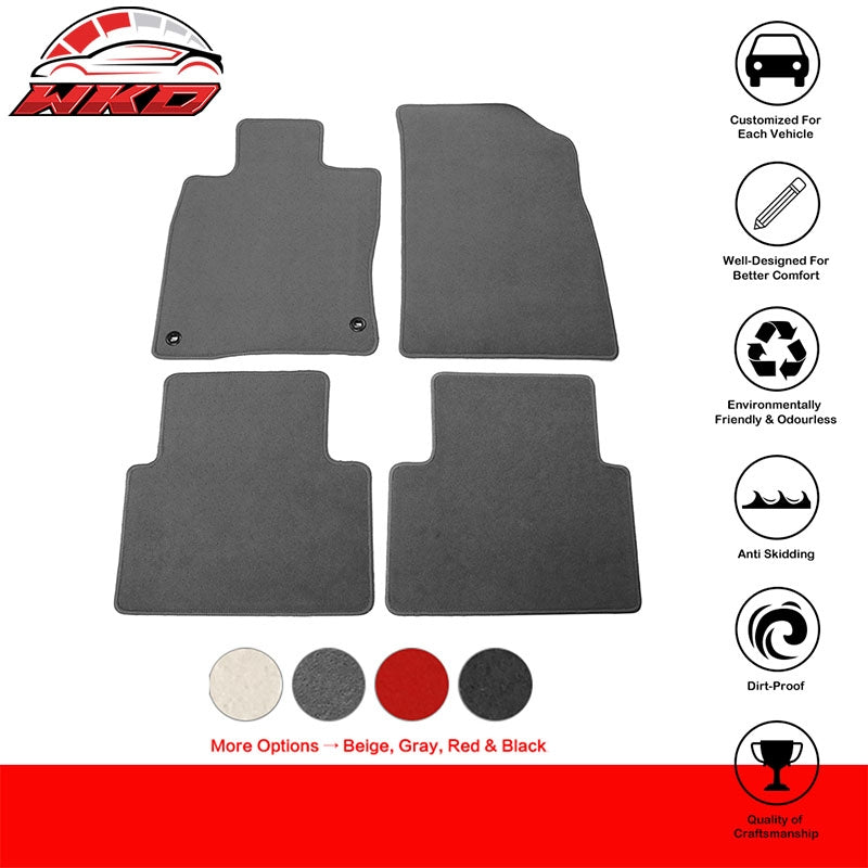 Fits 19-22 Honda Insight 4PCS Car Front Rear Floor Mats Liner Carpets Nylon Gray