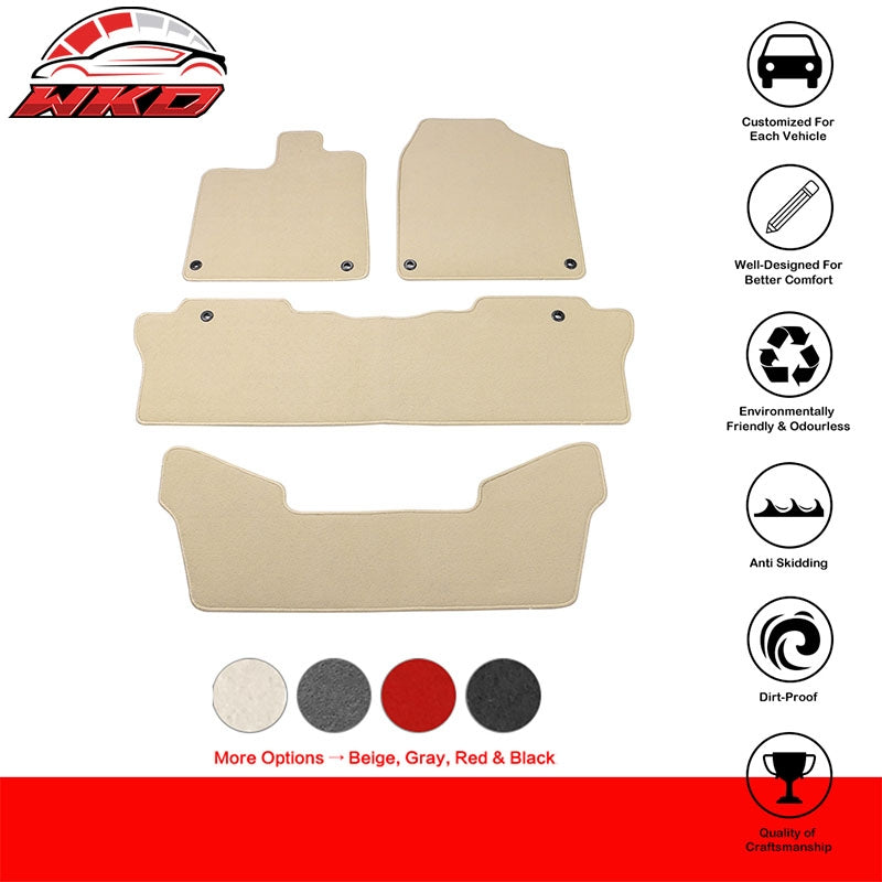 Fits 16-22 Honda Pilot Car Auto Front Rear Floor Mats Liner Carpets Nylon Beige