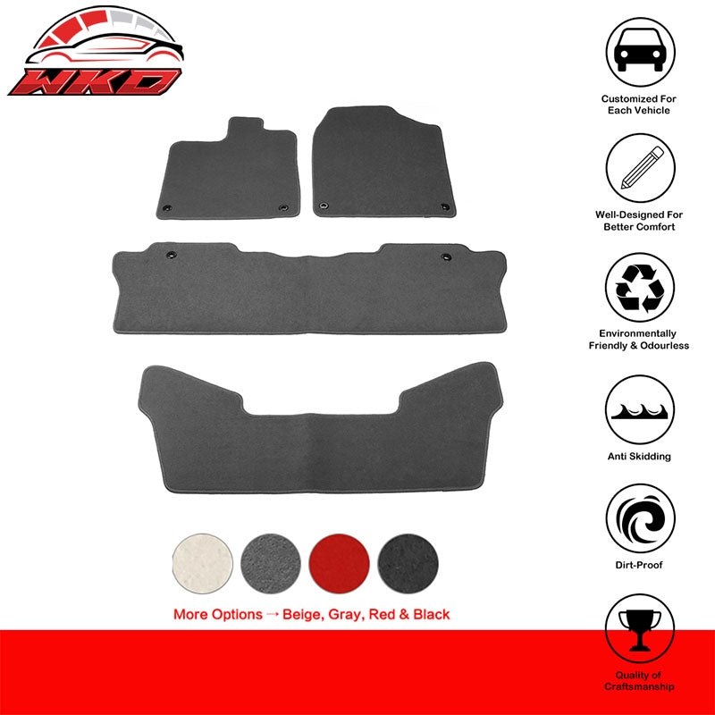 Fits 16-22 Honda Pilot Nylon Car Auto Floor Mats Liner Gray Front Rear Carpets
