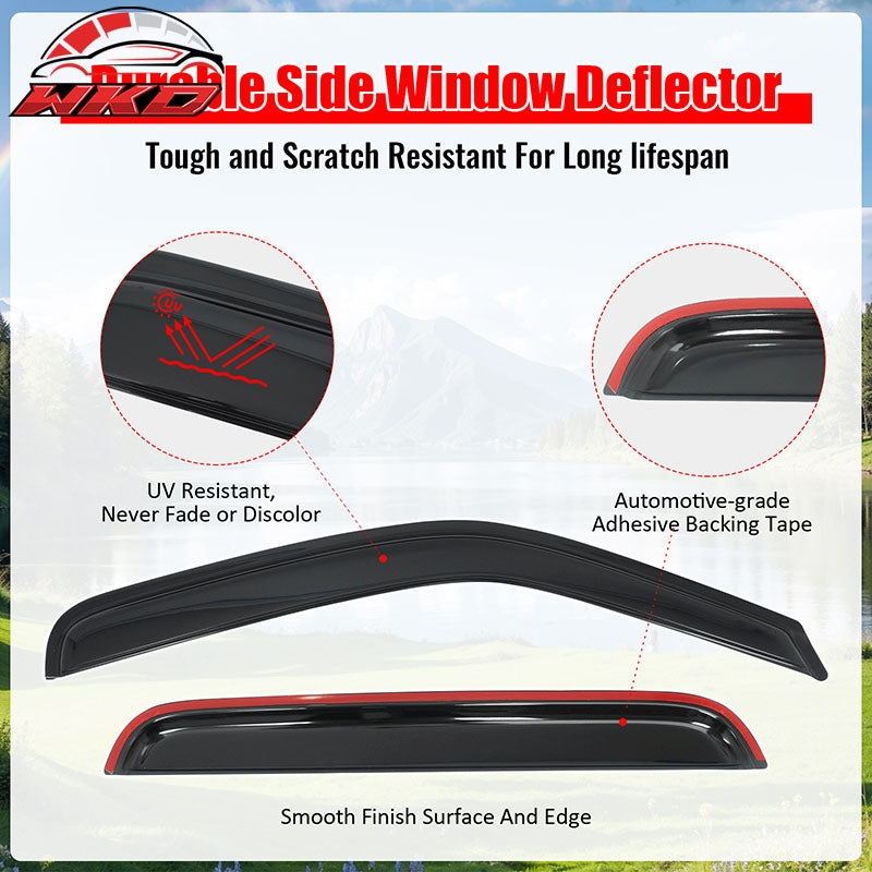 Fits 06-14 Honda Ridgeline Window Visors Smoke Acrylic Rain Sun Vent Shade 4PCS