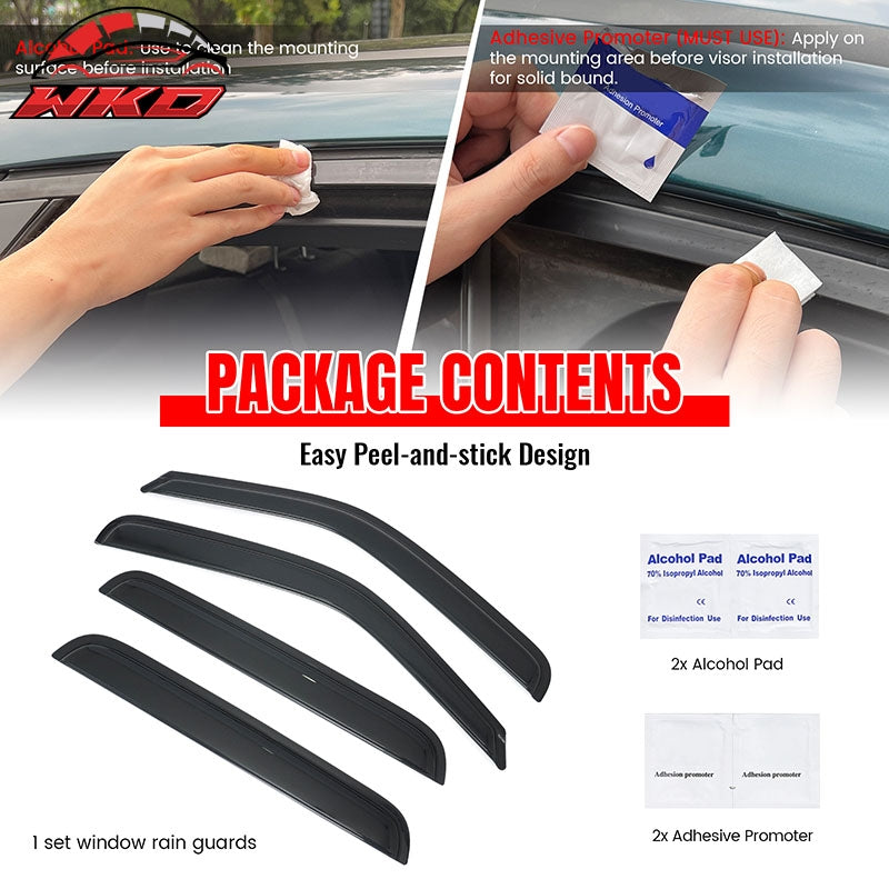 Fits 06-14 Honda Ridgeline Window Visors Smoke Acrylic Rain Sun Vent Shade 4PCS