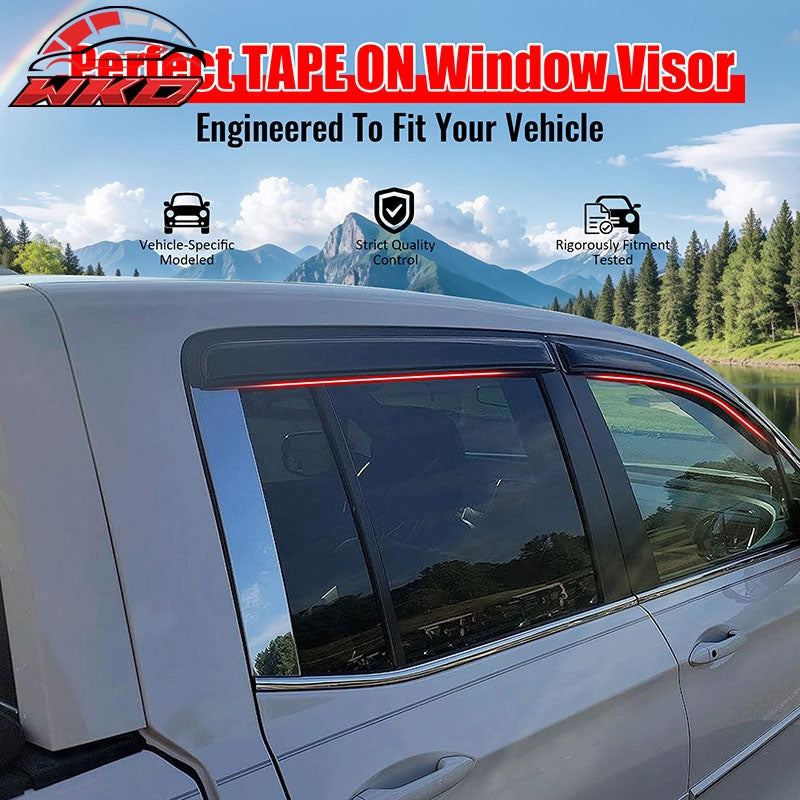 Fits 17-26 Honda Ridgeline Window Visors Smoke Acrylic Rain Sun Shade 4PCS Set