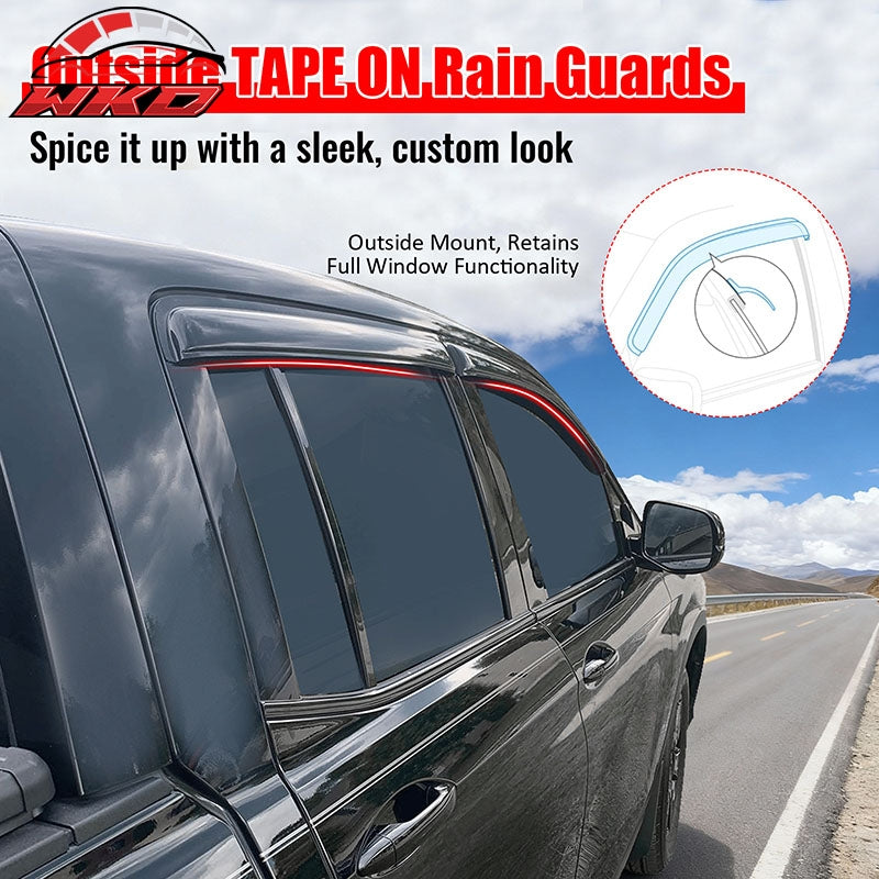 Fits 17-26 Honda Ridgeline Window Visors Smoke Acrylic Rain Sun Shade 4PCS Set
