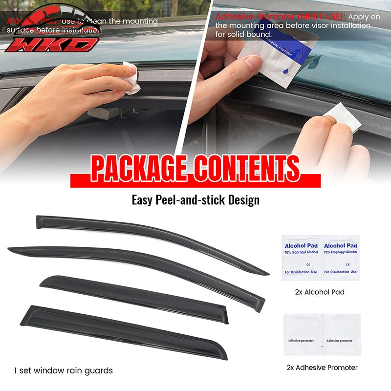Fits 17-26 Honda Ridgeline Window Visors Smoke Acrylic Rain Sun Shade 4PCS Set