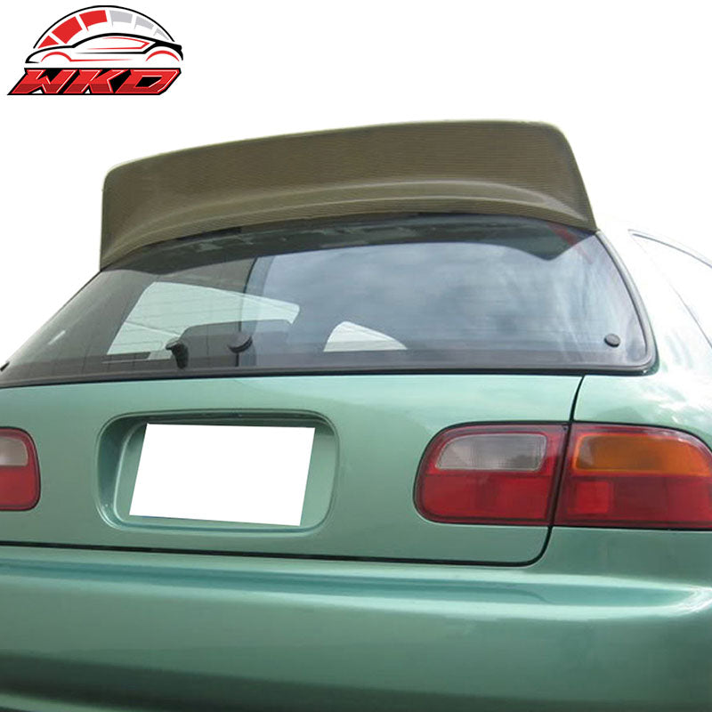 Fits 92-95 Honda Civic Hatchback BYS Style Roof Spoiler Yellow CF Carbon Fiber