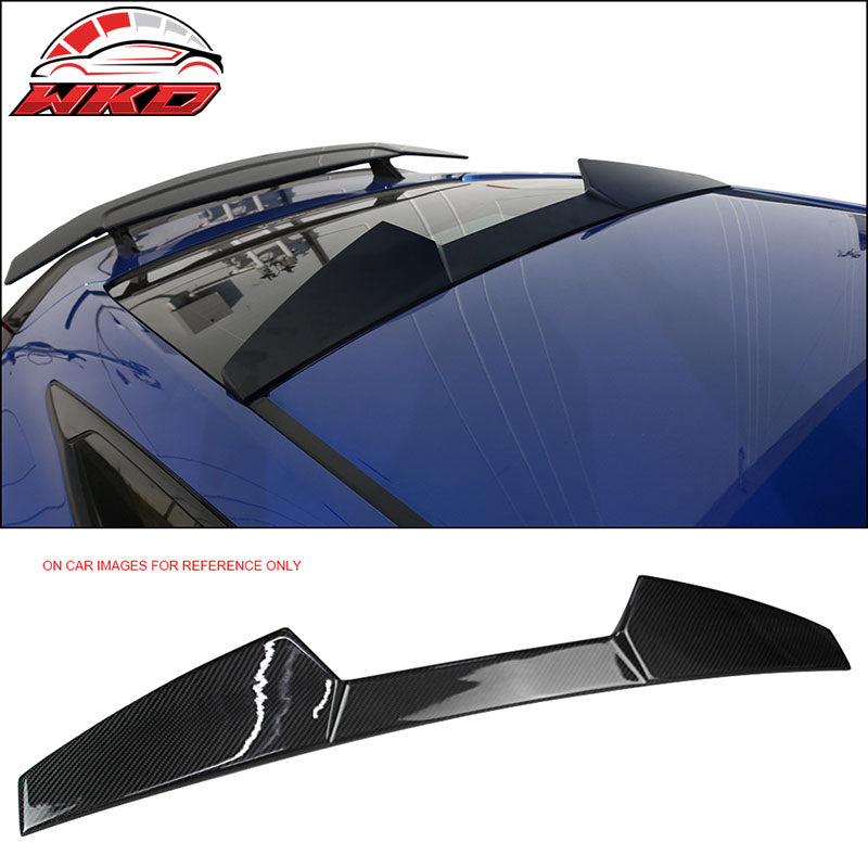 Fits 16-20 Honda Civic X 10th Coupe V Style Matte Carbon Fiber Roof Spoiler Wing