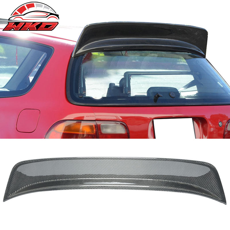 Fits 92-95 Honda Civic Hatchback BYS Style Rear Roof Spoiler Carbon Fiber CF