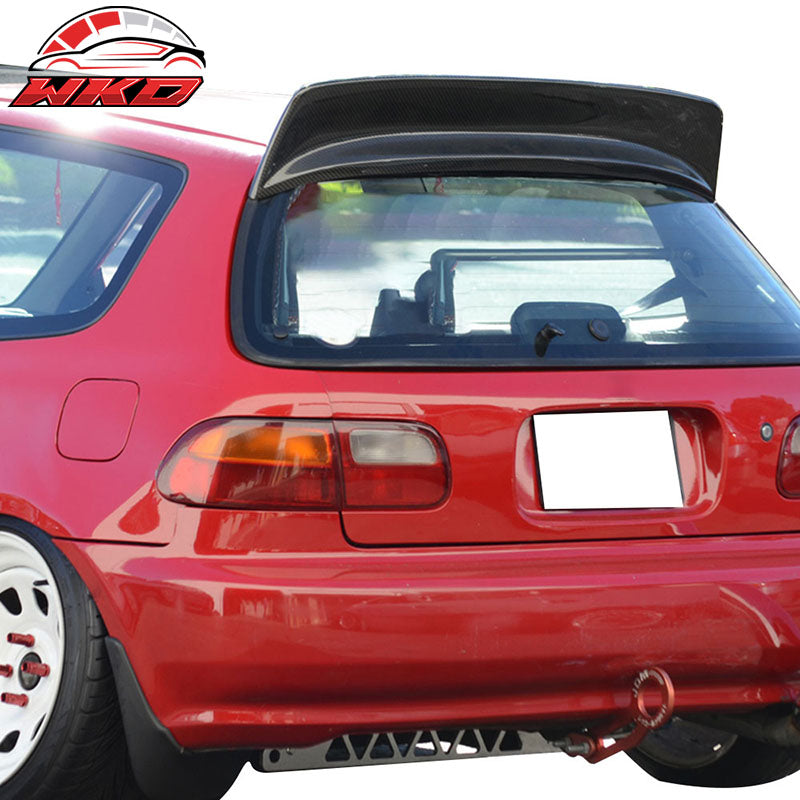 Fits 92-95 Honda Civic Hatchback BYS Style Rear Roof Spoiler Carbon Fiber CF