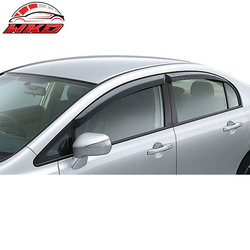 Fits 06-11 Honda Civic 8th Gen OE Style Window Visors Guards Transparent Tape-On