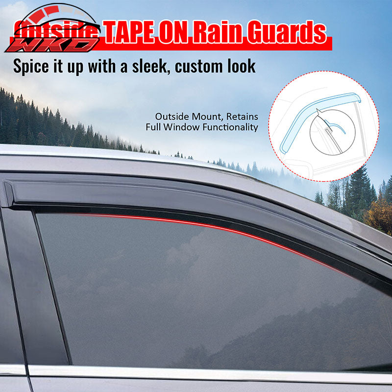 Fits 06-11 Honda Civic 8th Gen OE Style Window Visors Guards Transparent Tape-On