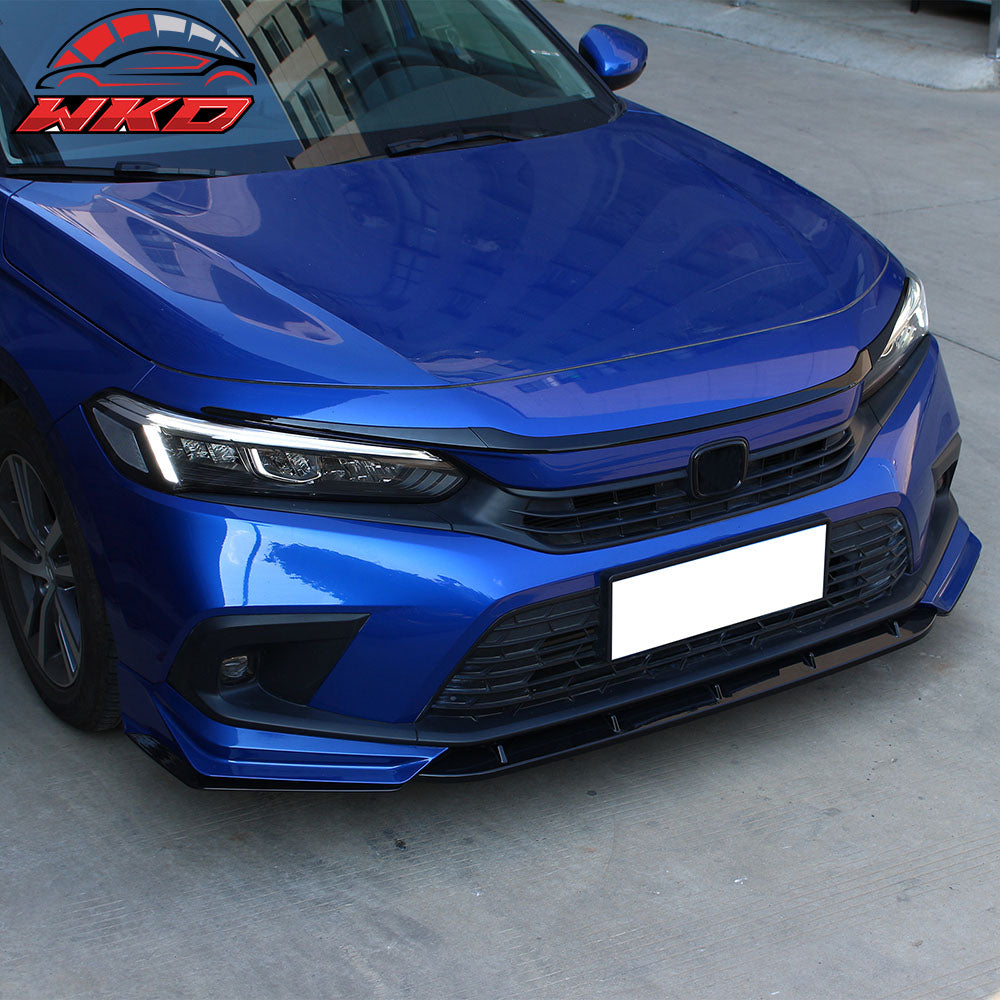 Fits 22-26 Honda Civic MD Style 3PCS Hood Bonnet Grille Trim Kit ABS Gloss Black