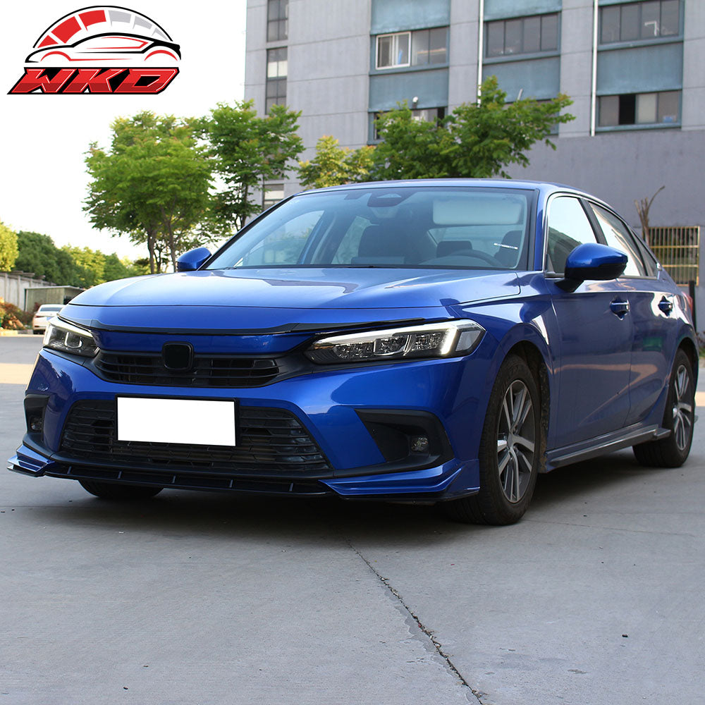 Fits 22-26 Honda Civic MD Style 3PCS Hood Bonnet Grille Trim Kit ABS Gloss Black