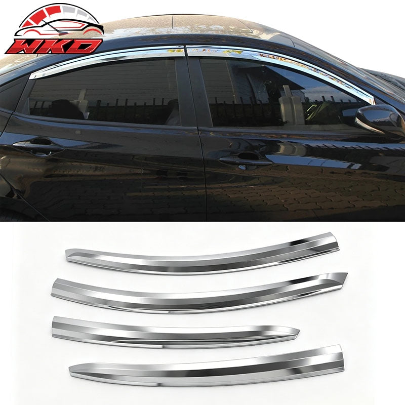 Wholesale 10-17 Hyundai Accent Sedan Chrome Window Visors Sun Shade Rain Guard 4PCS