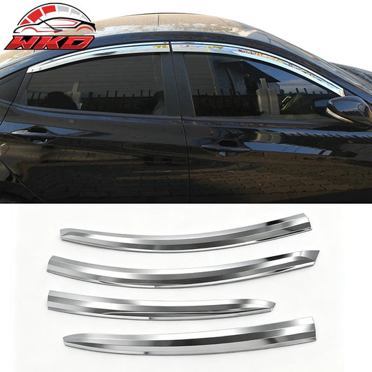 Wholesale 10-17 Hyundai Accent Sedan Chrome Window Visors Sun Shade Rain Guard 4PCS - Wikond Auto