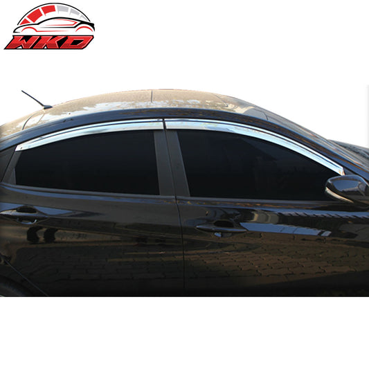 Fits 12-17 Hyundai Accent Sedan Side Window Visors Vent Deflectors 4PCS Chrome