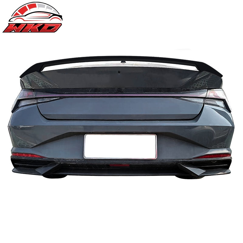 Fits 21-26 Hyundai Elantra 4DR Sedan Matte Black ABS Rear Trunk Spoiler Wing
