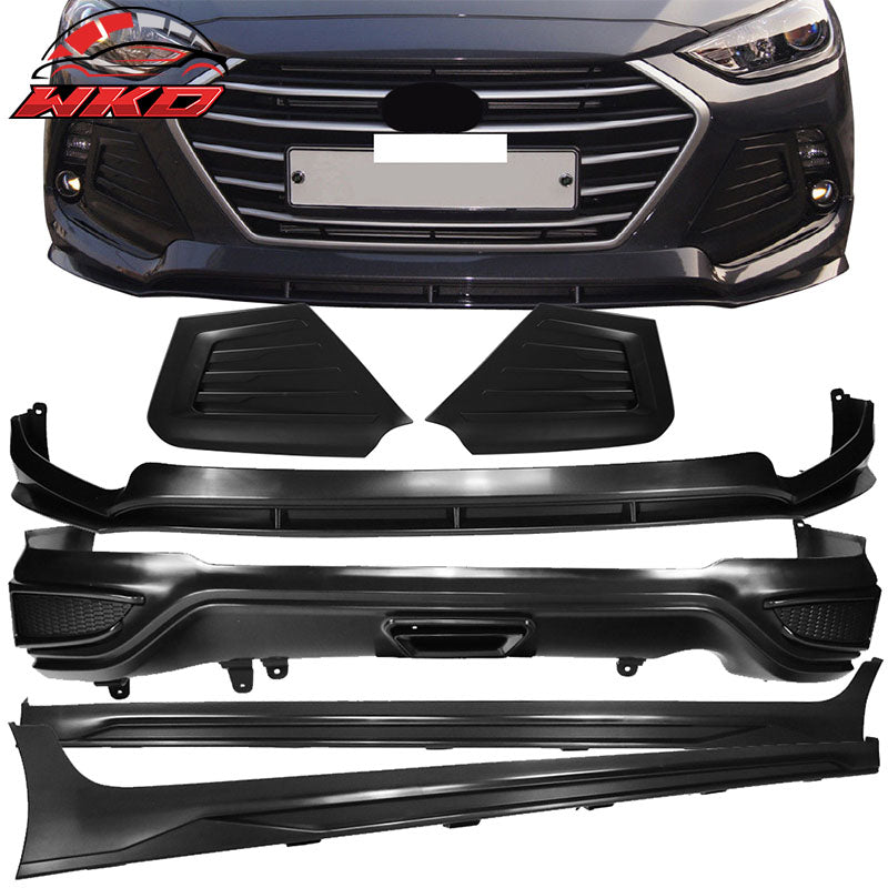 Fits 17-18 Hyundai Elantra SPW Style Front Bumper Lip Rear Diffuser Side Skirts