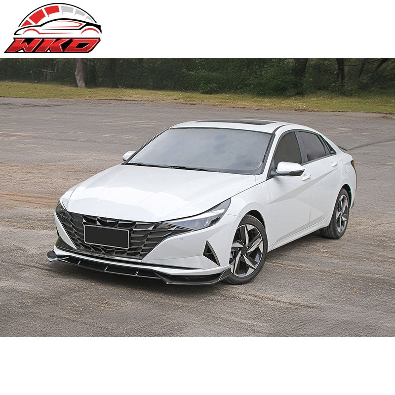 Fits 21-23 Hyundai Elantra Gloss Black Front Bumper Lip Spoiler Splitter PP 3PCS
