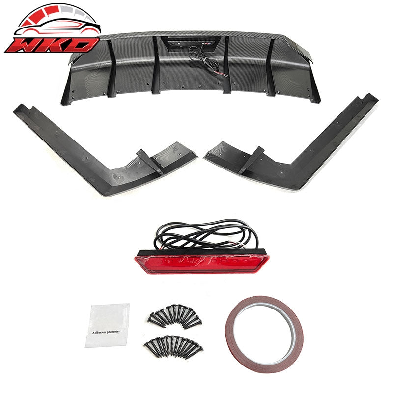 Fits 21-23 Hyundai Elantra IKON Carbon Fiber Print Rear Bumper Lip Diffuser - PP