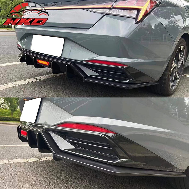 Fits 21-23 Hyundai Elantra IKON Style Gloss Black Rear Bumper Lip Diffuser - PP