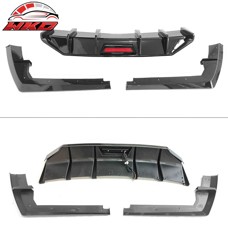 Fits 21-23 Hyundai Elantra IKON Style Gloss Black Rear Bumper Lip Diffuser - PP