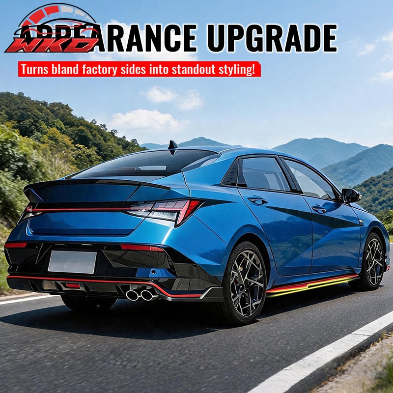 Fits 21-26 Hyundai Elantra N Line IKON Side Skirt Extension Lip ABS Gloss Black