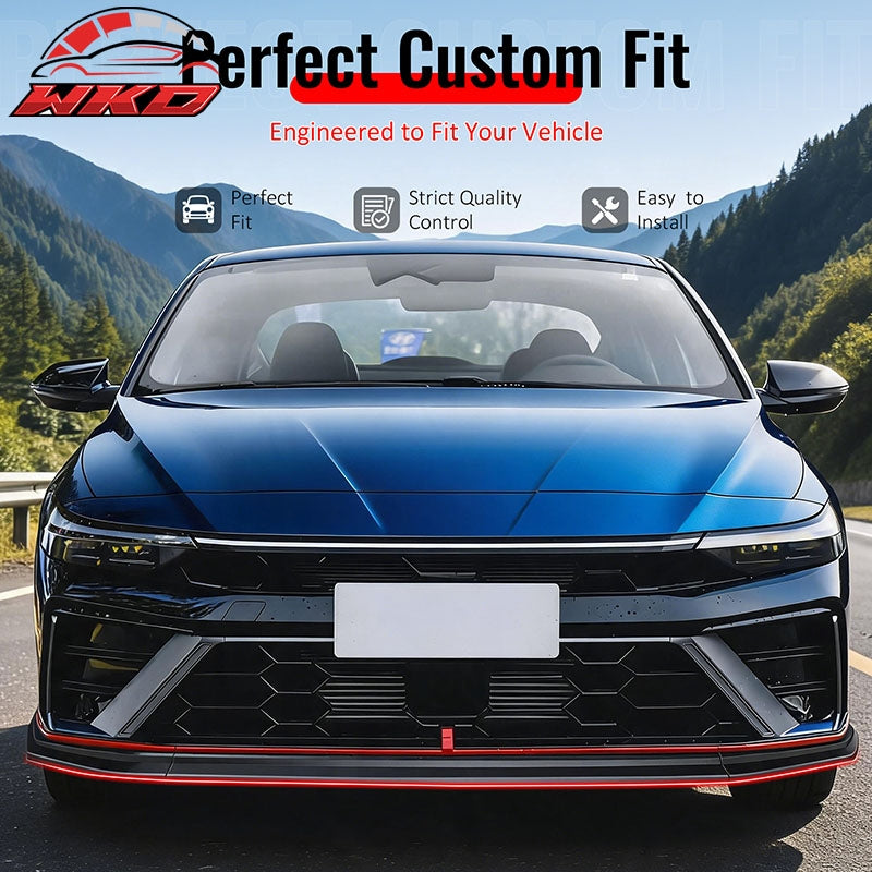 Fits 24-26 Hyundai Elantra N & N Line Front Bumper Lip Chin Spoiler Gloss Black