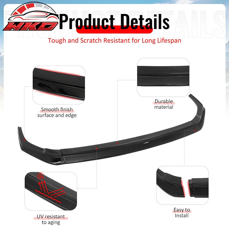 Fits 24-26 Hyundai Elantra N & N Line Front Bumper Lip Chin Spoiler Gloss Black