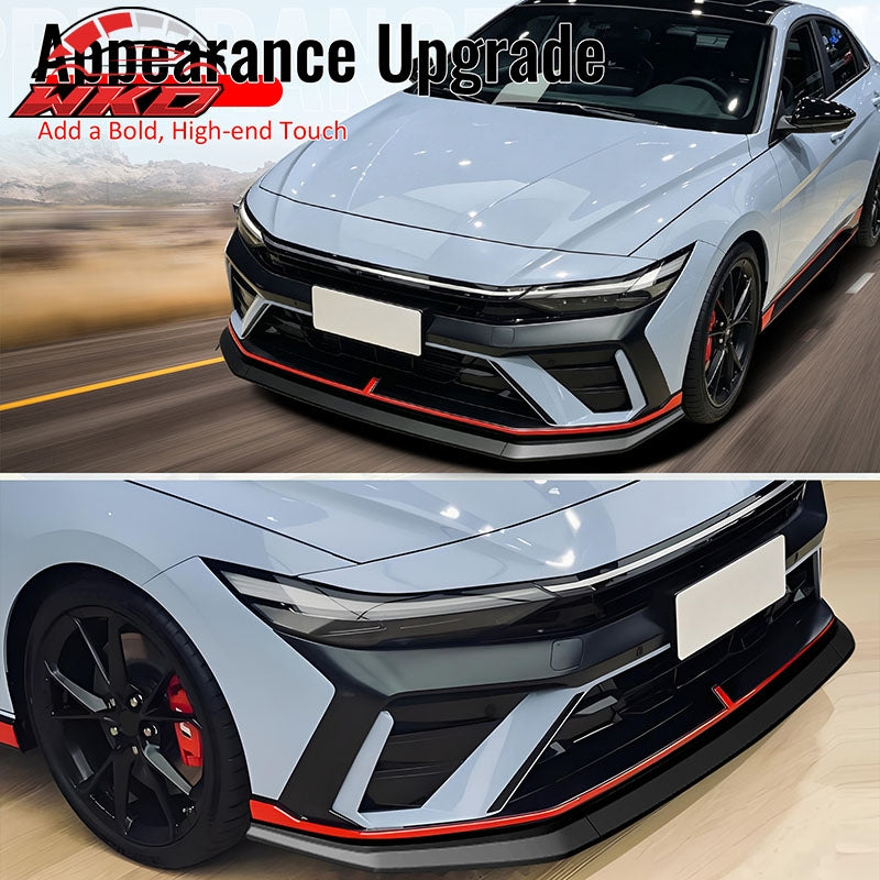 Fits 24-26 Hyundai Elantra N & N Line Front Bumper Lip Chin Spoiler Gloss Black